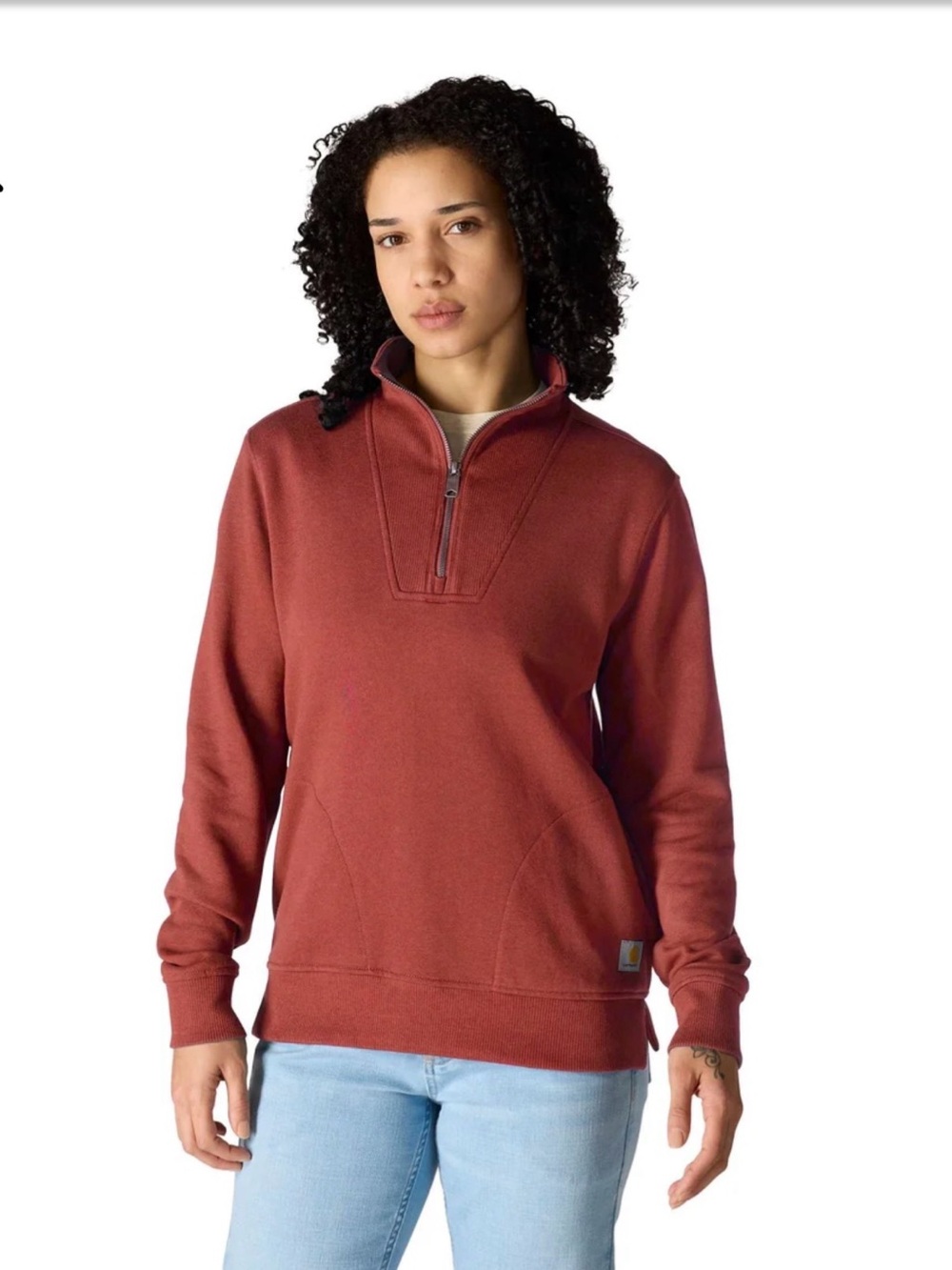 Carhartt Women’s Tencel Fiber Series 3/4 Zip Pullover Spice Red Medium